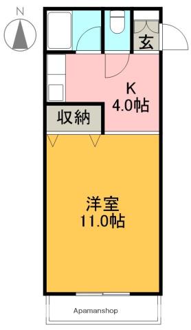 ハイスリー21Ⅱ(1DK/4階)の間取り写真