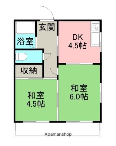 コーポ青柳(2DK/3階)の間取り写真