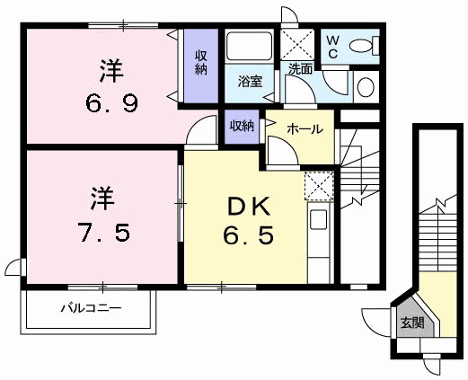 ヴィラシャルマンⅡ(2DK/2階)の間取り写真