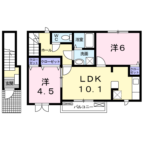 クリスタル1(2LDK/2階)の間取り写真