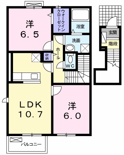 グラースヴィラⅠ(2LDK/2階)の間取り写真