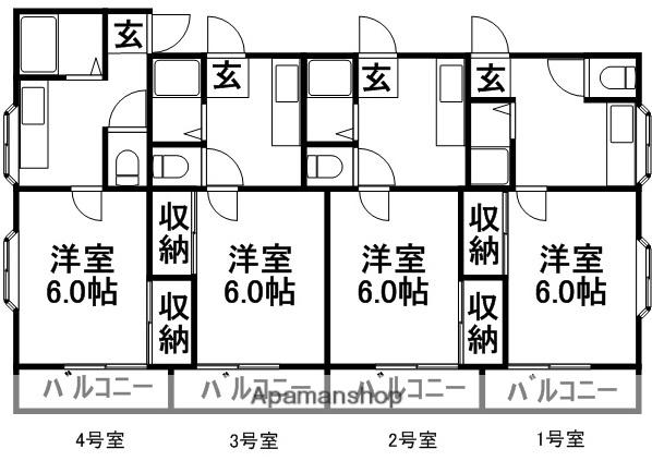 プレステージ仲田(1K/4階)の間取り写真