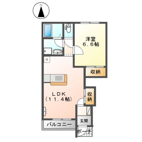 クオーレ(1LDK/1階)の間取り写真