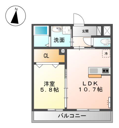 LINE(1LDK/1階)の間取り写真