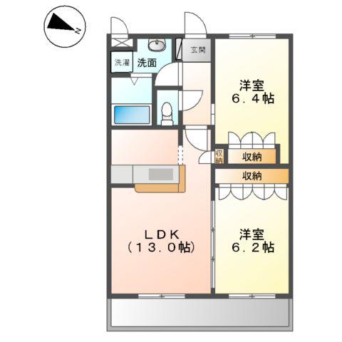 アグア カリエンテ(2LDK/2階)の間取り写真