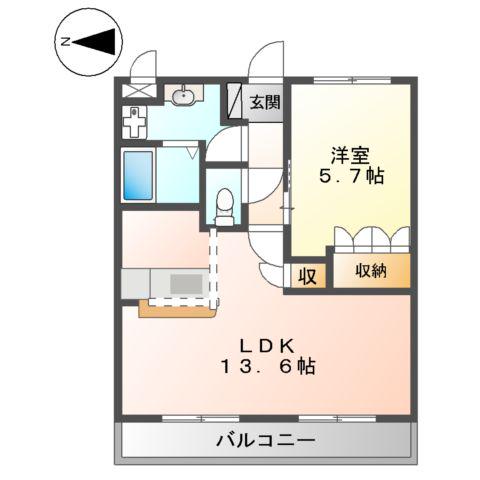 フローラル・アベニュー(1LDK/2階)の間取り写真