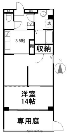EXT B棟(1K/1階)の間取り写真
