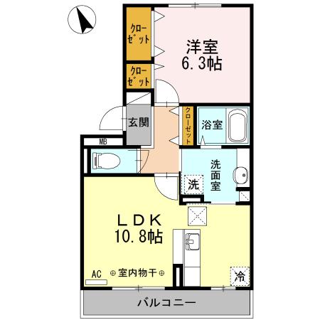 レジデンスKOUGA A棟(1LDK/1階)の間取り写真