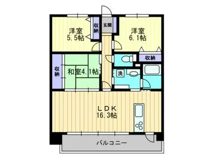 アルファステイツ旭町Ⅱ(3LDK/6階)の間取り写真