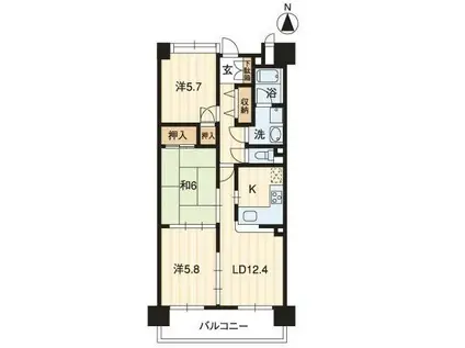 パールリバー(3LDK/8階)の間取り写真