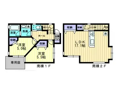 土讃線 入明駅 徒歩15分 2階建 築12年(2LDK)の間取り写真