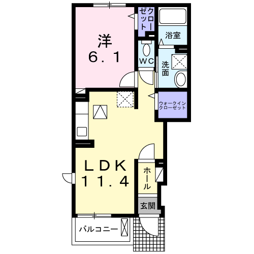 BELL FRANC(1LDK/1階)の間取り写真