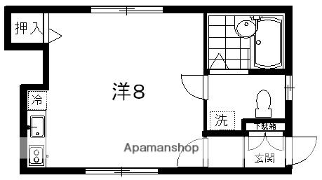 コーポ北端(ワンルーム/2階)の間取り写真
