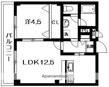 グランビュー(1LDK/7階)の間取り写真