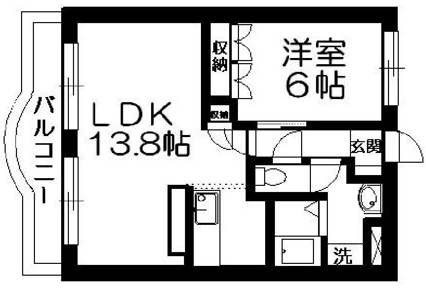 ディアベルジュ 2(1LDK/1階)の間取り写真
