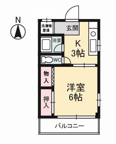 サンハイツ(1K/2階)の間取り写真