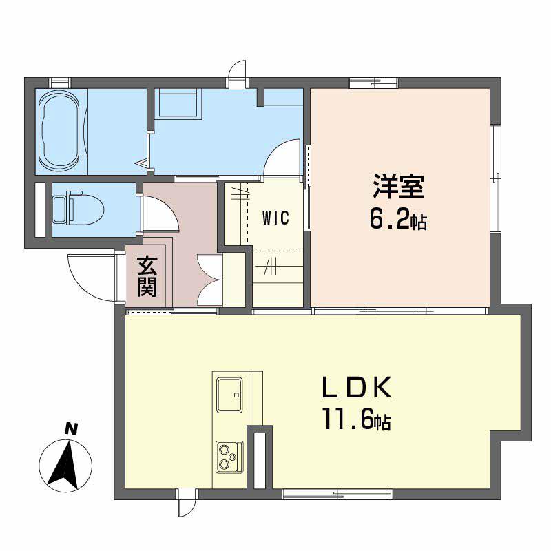 シャーメゾン ディオスエルマーナ(1LDK/1階)の間取り写真