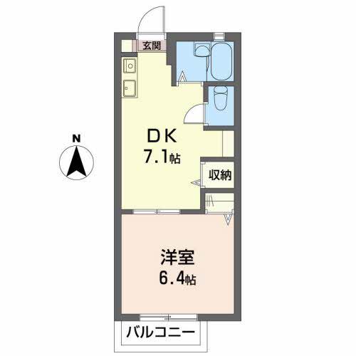 ラピス A棟(1DK/1階)の間取り写真