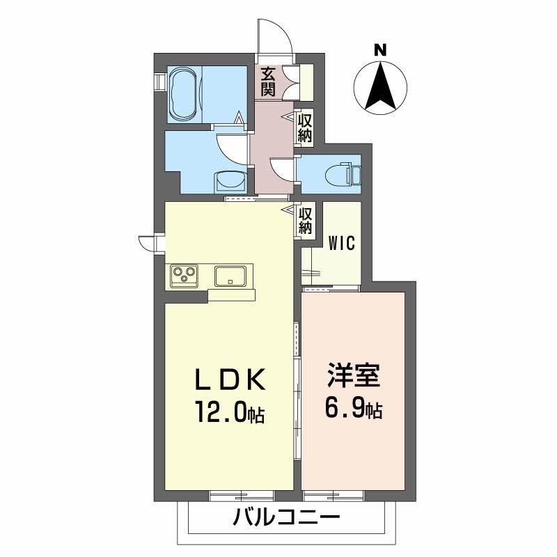 シャーメゾンかすみ(1LDK/1階)の間取り写真