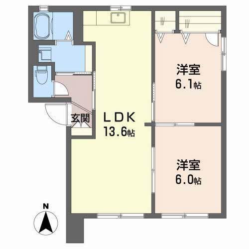 エクセルシエール竹島(2LDK/1階)の間取り写真