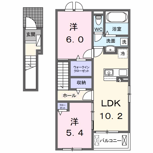 クラール野市A(2LDK/2階)の間取り写真