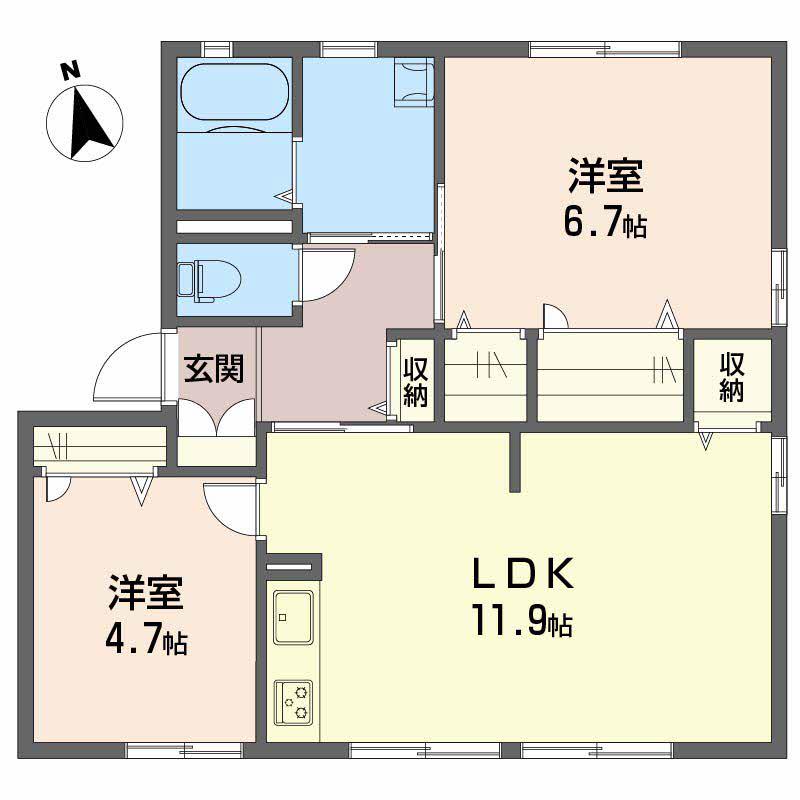 ファミール・ビレジ C棟(2LDK/1階)の間取り写真
