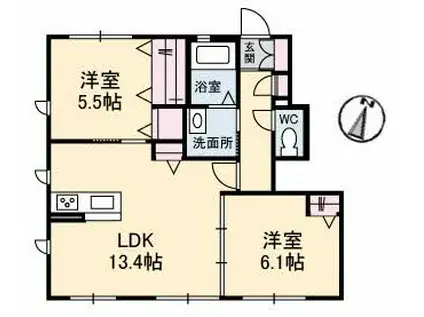 シャーメゾン・まゆⅡ(2LDK/1階)の間取り写真