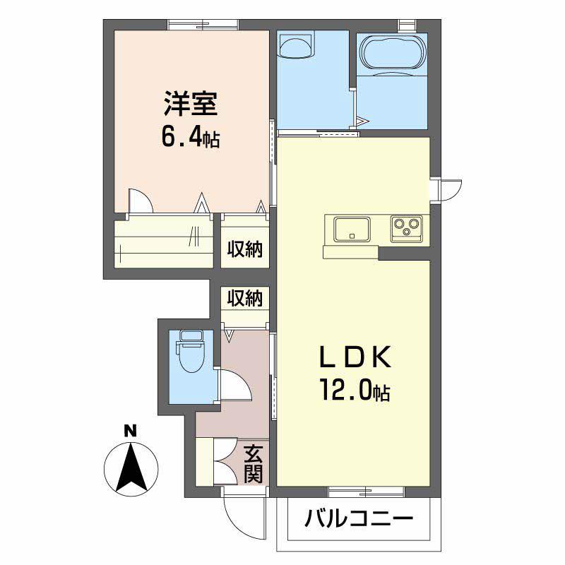 シャーメゾンかすみ(1LDK/1階)の間取り写真