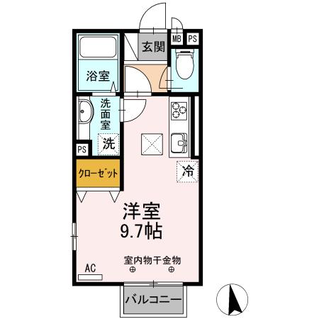 コージーコート(ワンルーム/1階)の間取り写真