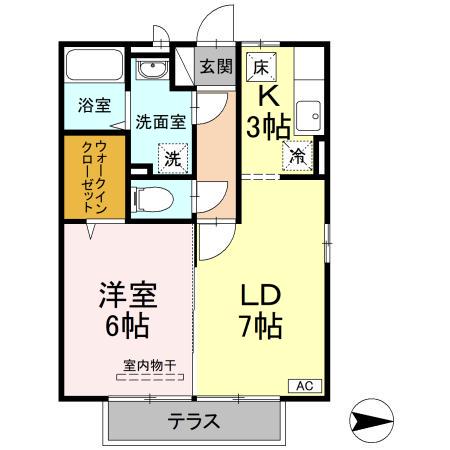 パンシオーネ(1LDK/1階)の間取り写真