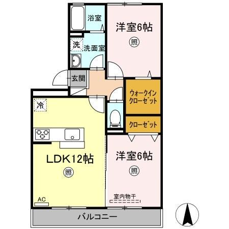 ビレッジ北久保B棟(2LDK/3階)の間取り写真
