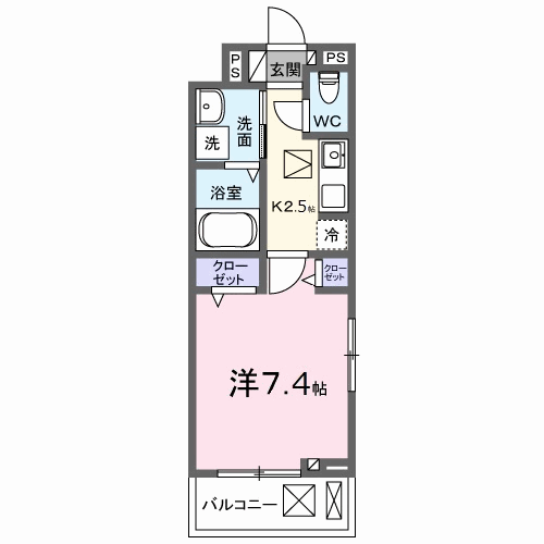 ルーベル桜井(1K/1階)の間取り写真