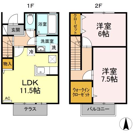 グランドソレーユ　Ｂ棟(2LDK)の間取り写真