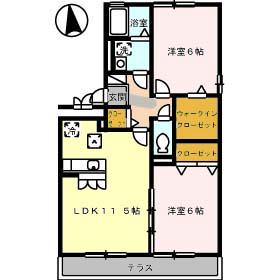パストラルA棟(2LDK/2階)の間取り写真