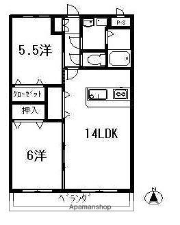 マリベールアスカ(2LDK/3階)の間取り写真