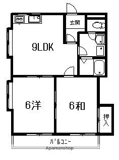 ハイネスぶどうの木(2LDK/1階)の間取り写真