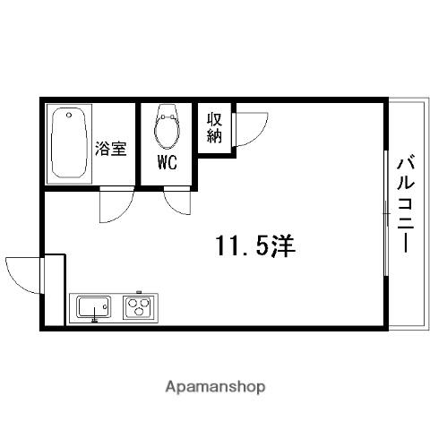 シャトーKOCHI岡豊(ワンルーム/1階)の間取り写真