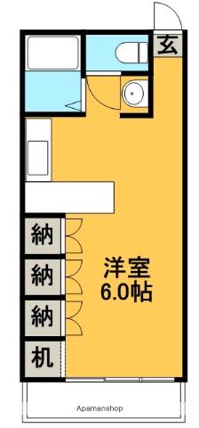 とさでん交通後免線 高須駅(高知) 徒歩2分 5階建 築38年(ワンルーム/3階)の間取り写真