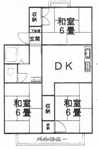 セジュール小松(3DK/1階)の間取り写真