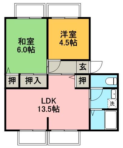 イチゴハイツⅠ(2LDK/2階)の間取り写真