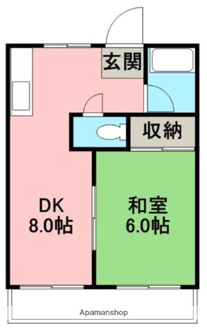 福徳ハイツ(1DK/4階)の間取り写真