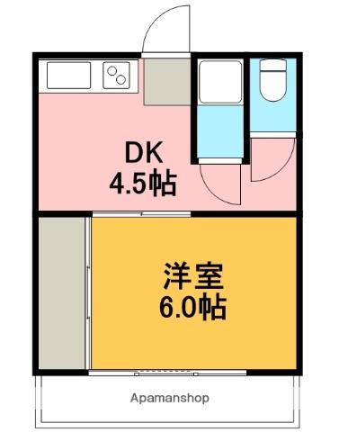 第一杉村ハイツ(1DK/2階)の間取り写真