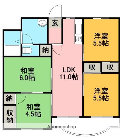 美和ハイツⅢ(4LDK/2階)の間取り写真