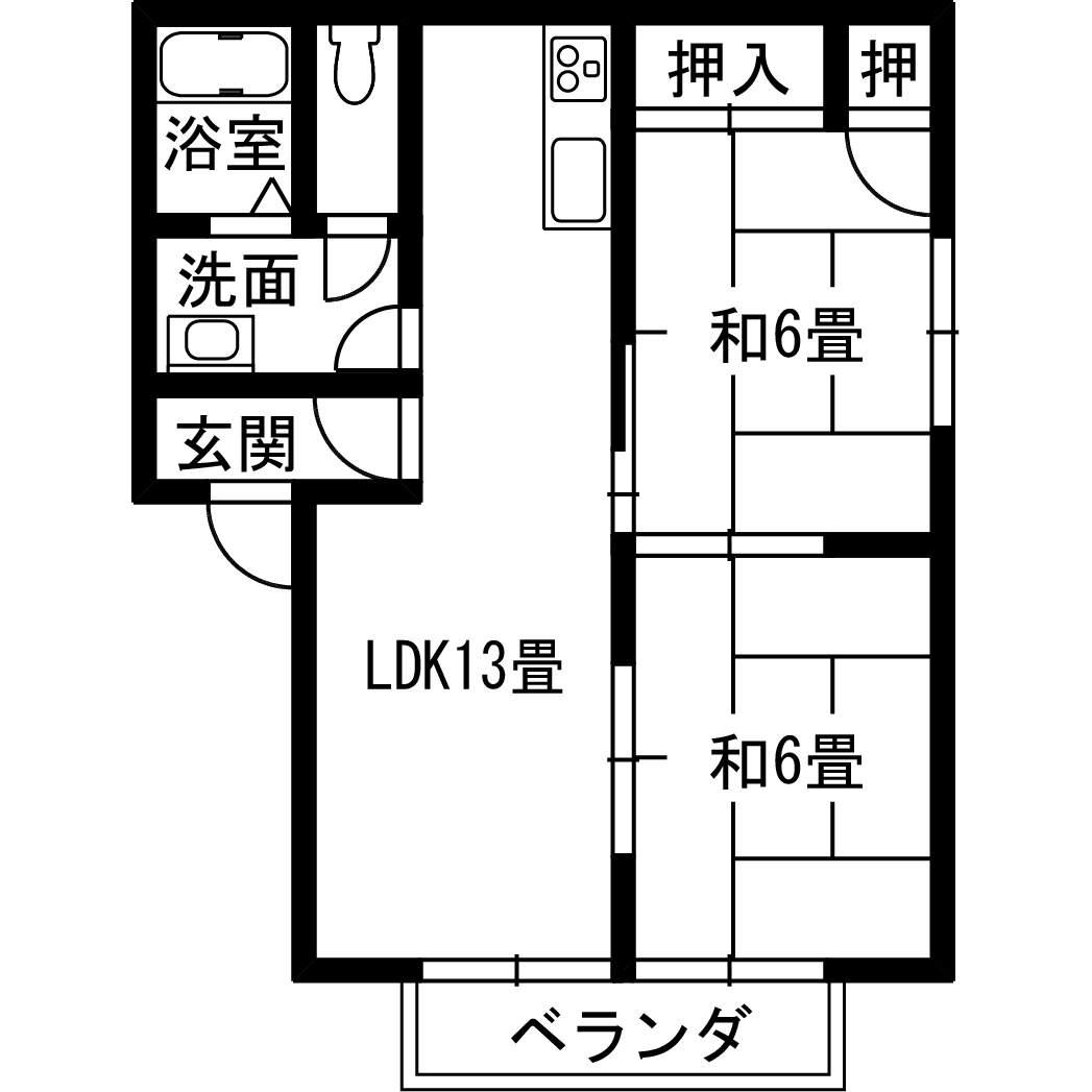 グリーンサイド湯山(2LDK/2階)の間取り写真