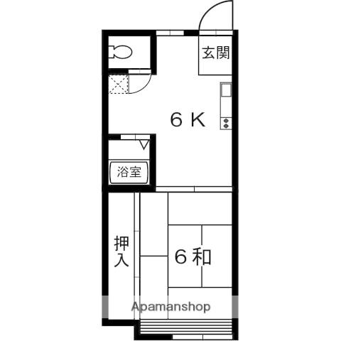 新和ハイツ(1DK/2階)の間取り写真