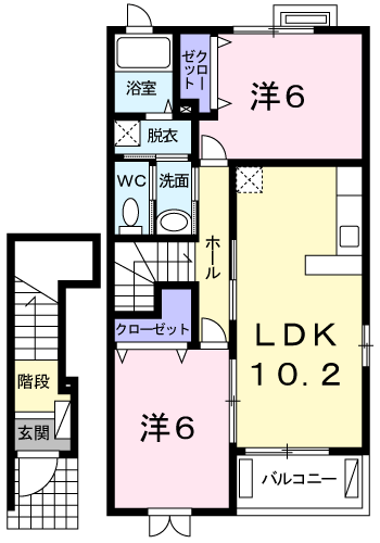 ミルフィーユ C(2LDK/2階)の間取り写真
