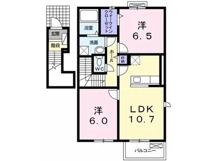 カーム・セイ Ⅱ(2LDK/2階)の間取り写真