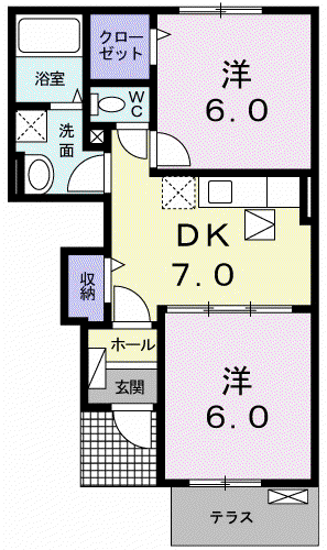 ラ・フレスクーラ 2(2DK/1階)の間取り写真