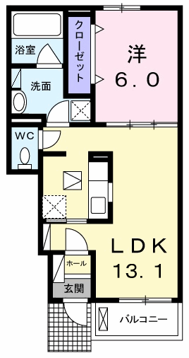 レジデンス コンフォート B(1LDK/1階)の間取り写真