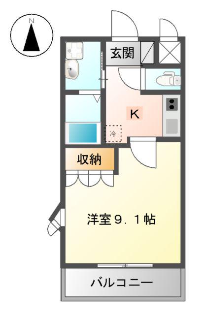 フローラル・アベニュー参番館(1K/2階)の間取り写真